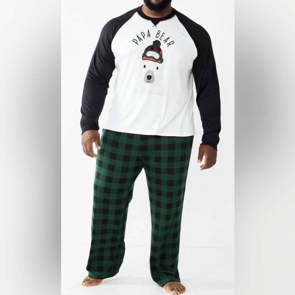 Cuddl Duds Jammies for Your Families pajama set   size 4 XL  papa bear  plaid